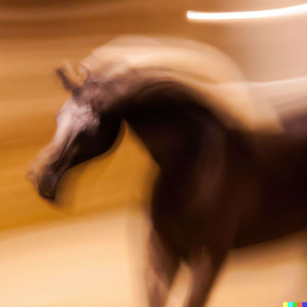 a horse, photograph, slow shutter speed, 1s